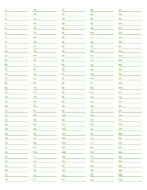 5-Column Numbered Green Lined Paper (Narrow Ruled) - Letter