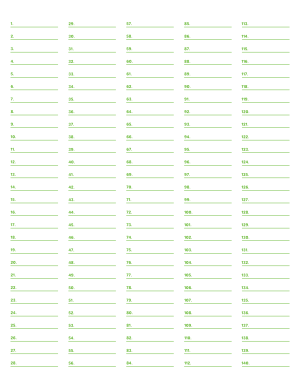 5-Column Numbered Green Lined Paper (Wide Ruled) - Letter