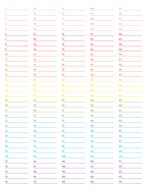 5-Column Numbered Rainbow Lined Paper (College Ruled) - Letter
