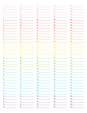 5-Column Numbered Rainbow Lined Paper (Narrow Ruled) - Letter