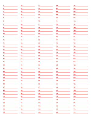 5-Column Numbered Red Lined Paper (College Ruled) - Letter
