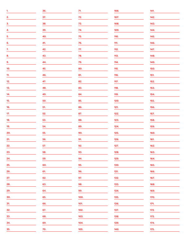 5-Column Numbered Red Lined Paper (College Ruled): Letter-sized paper (8.5 x 11)