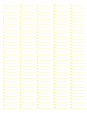 5-Column Numbered Yellow Lined Paper (College Ruled) - Letter