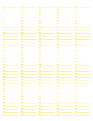 5-Column Numbered Yellow Lined Paper (Narrow Ruled) - Letter
