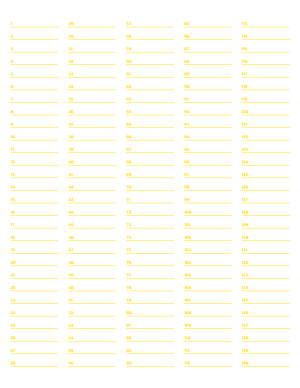 5-Column Numbered Yellow Lined Paper (Wide Ruled) - Letter