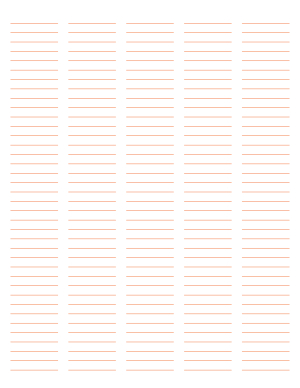 5-Column Orange Lined Paper (Narrow Ruled) - Letter