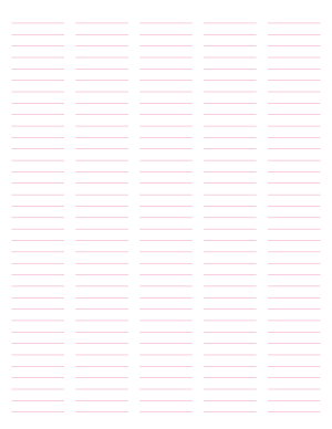 5-Column Pink Lined Paper (College Ruled) - Letter