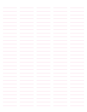 5-Column Pink Lined Paper (Wide Ruled) - Letter