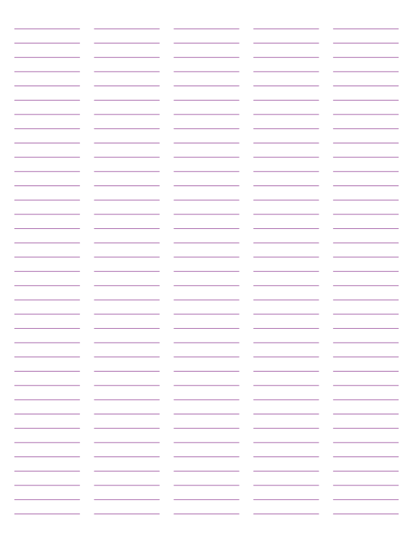 5-Column Purple Lined Paper (College Ruled): Letter-sized paper (8.5 x 11)