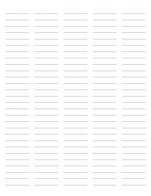 5-Column Purple Lined Paper (Wide Ruled) - Letter