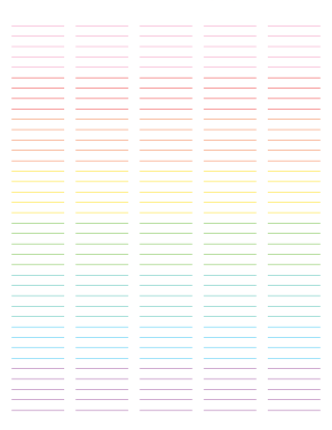 5-Column Rainbow Lined Paper (Narrow Ruled) - Letter