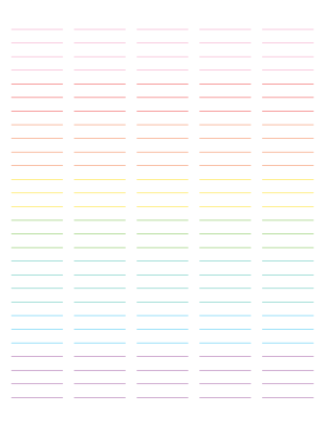 5-Column Rainbow Lined Paper (Wide Ruled) - Letter
