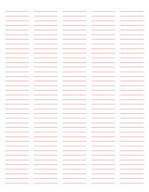 5-Column Red Lined Paper (Narrow Ruled) - Letter