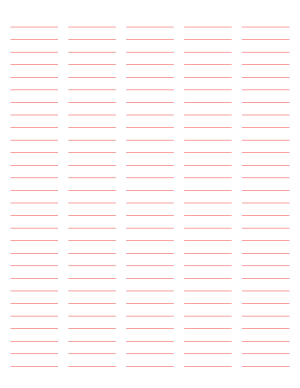 5-Column Red Lined Paper (Wide Ruled) - Letter