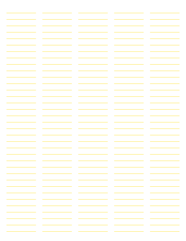 5-Column Yellow Lined Paper (College Ruled): Letter-sized paper (8.5 x 11)