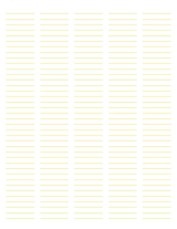 5-Column Yellow Lined Paper (Narrow Ruled): Letter-sized paper (8.5 x 11)