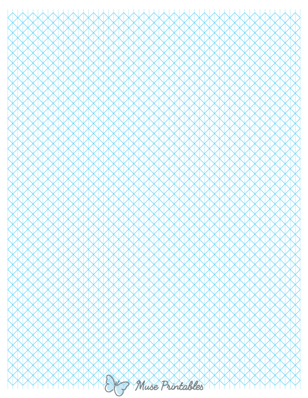 5 mm Blue Axonometric Graph Paper : Letter-sized paper (8.5 x 11)