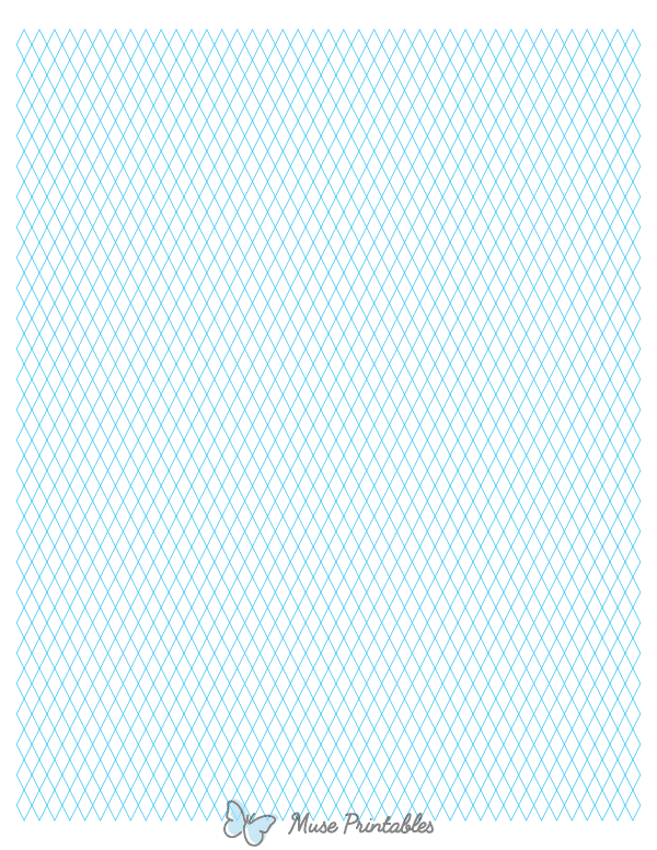 5 mm Blue Diamond Graph Paper : Letter-sized paper (8.5 x 11)