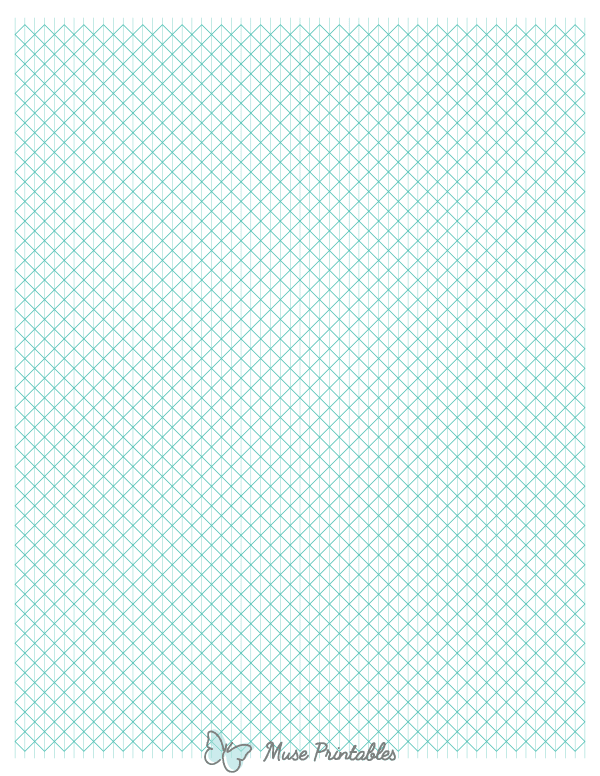 5 mm Blue Green Axonometric Graph Paper : Letter-sized paper (8.5 x 11)
