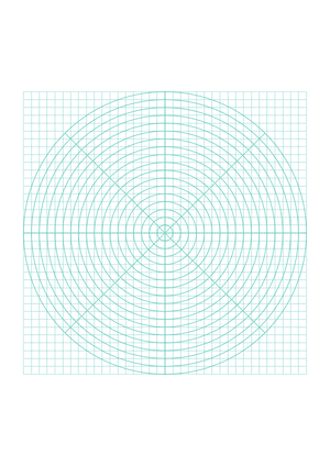 5 mm Blue Green Circular Graph Paper  - A4