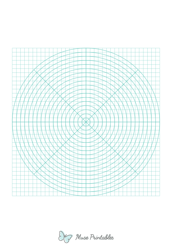 5 mm Blue Green Circular Graph Paper : A4-sized paper (8.27 x 11.69)