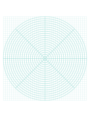 5 mm Blue Green Circular Graph Paper  - Letter