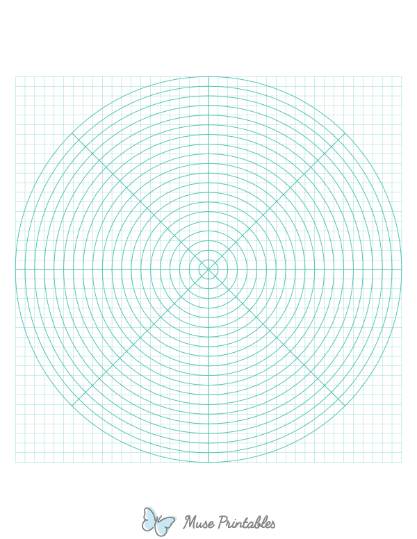 5 mm Blue Green Circular Graph Paper : Letter-sized paper (8.5 x 11)