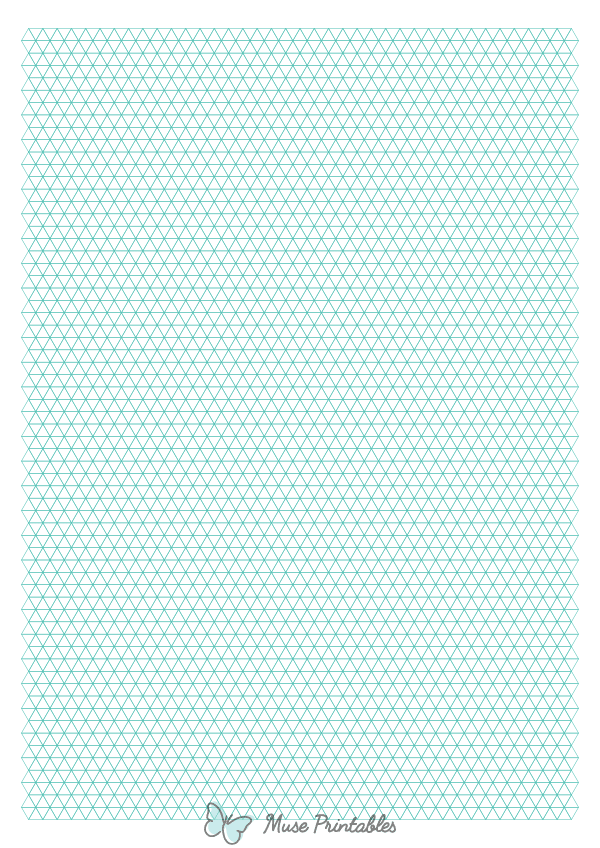 5 mm Blue Green Triangle Graph Paper : A4-sized paper (8.27 x 11.69)