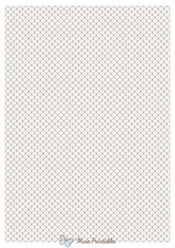 5 mm Brown Axonometric Graph Paper : A4-sized paper (8.27 x 11.69)