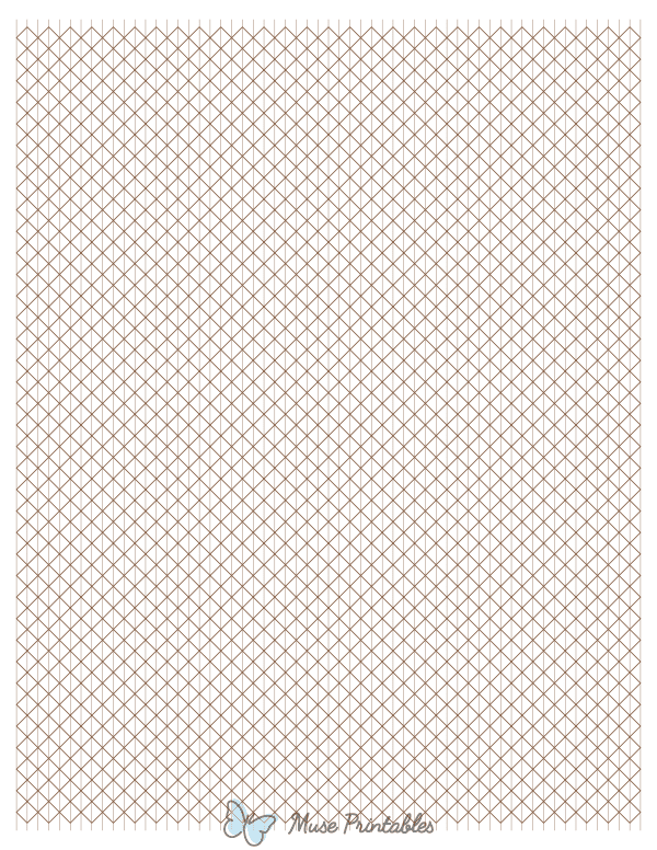 5 mm Brown Axonometric Graph Paper : Letter-sized paper (8.5 x 11)