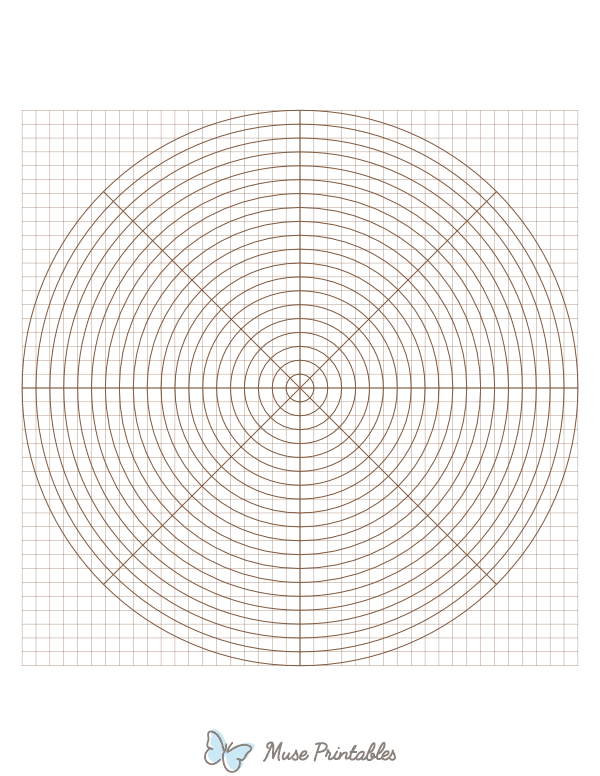 5 mm Brown Circular Graph Paper : Letter-sized paper (8.5 x 11)