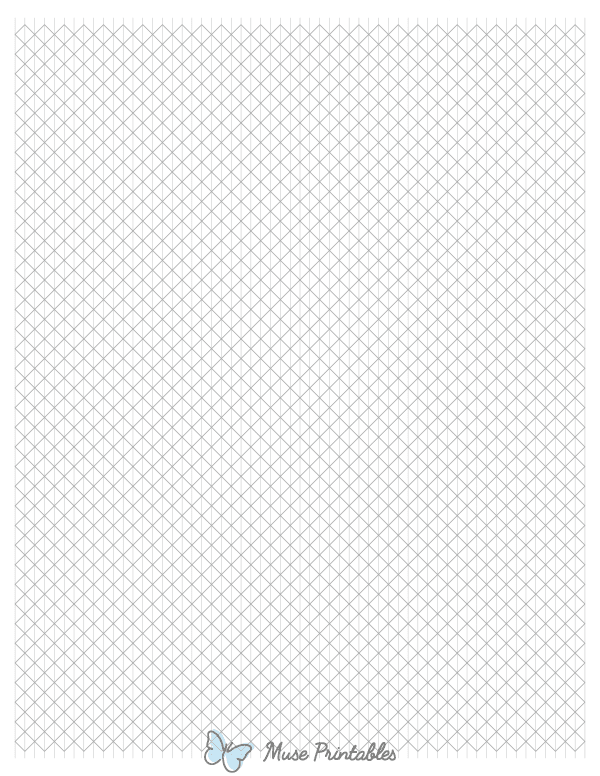 5 mm Gray Axonometric Graph Paper : Letter-sized paper (8.5 x 11)