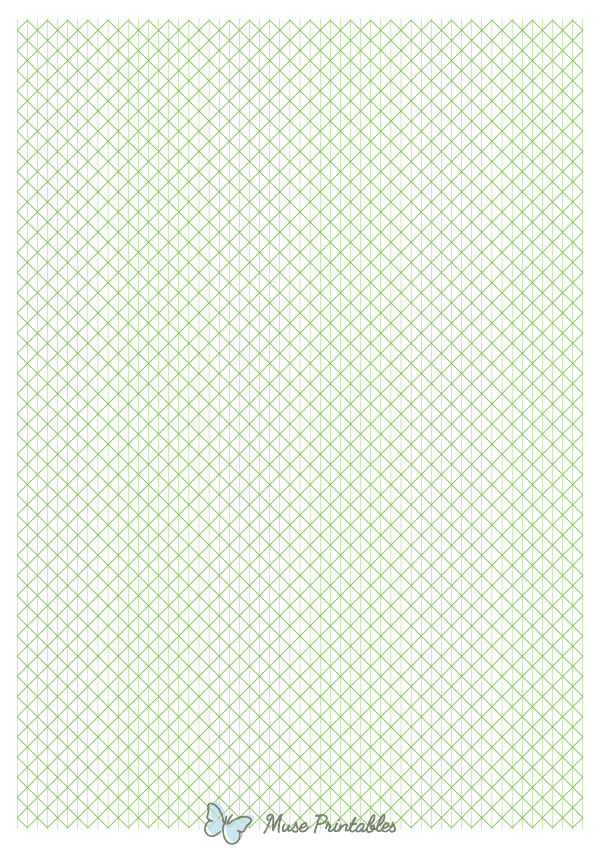 5 mm Green Axonometric Graph Paper : A4-sized paper (8.27 x 11.69)