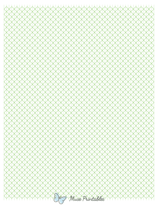 5 mm Green Axonometric Graph Paper : Letter-sized paper (8.5 x 11)