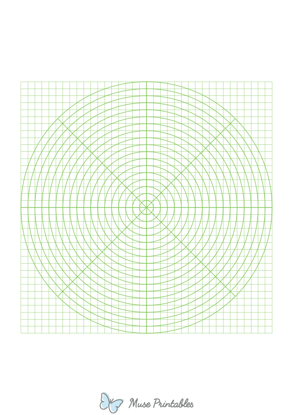 5 mm Green Circular Graph Paper : A4-sized paper (8.27 x 11.69)