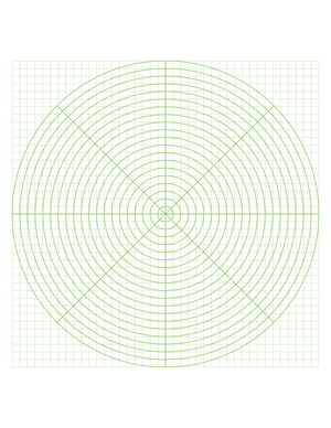 5 mm Green Circular Graph Paper  - Letter