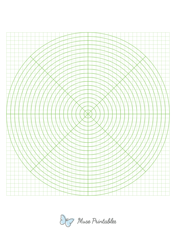 5 mm Green Circular Graph Paper : Letter-sized paper (8.5 x 11)