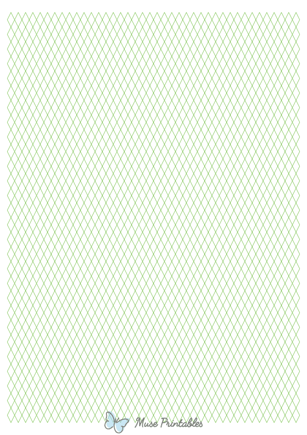 5 mm Green Diamond Graph Paper : A4-sized paper (8.27 x 11.69)