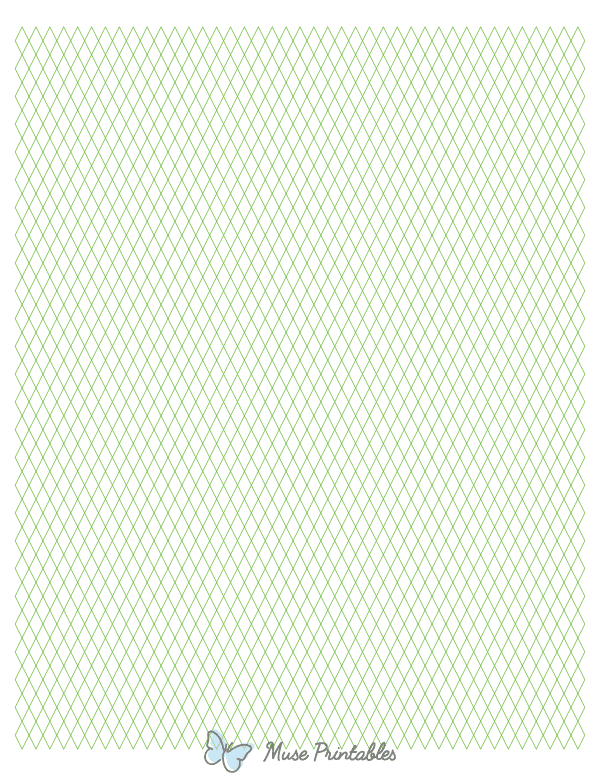 5 mm Green Diamond Graph Paper : Letter-sized paper (8.5 x 11)