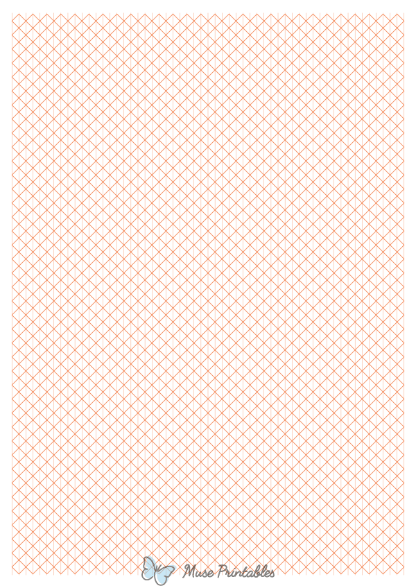 5 mm Orange Axonometric Graph Paper : A4-sized paper (8.27 x 11.69)