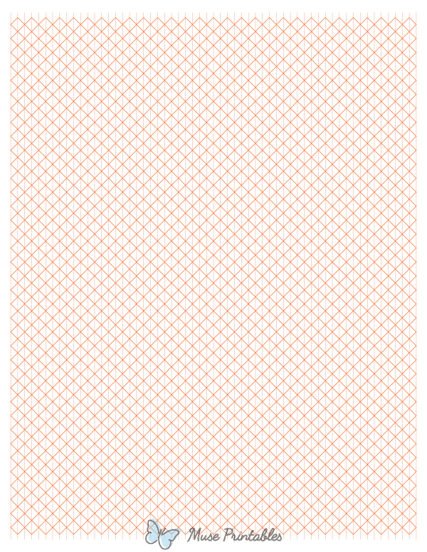 5 mm Orange Axonometric Graph Paper : Letter-sized paper (8.5 x 11)