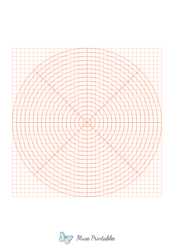 5 mm Orange Circular Graph Paper : A4-sized paper (8.27 x 11.69)
