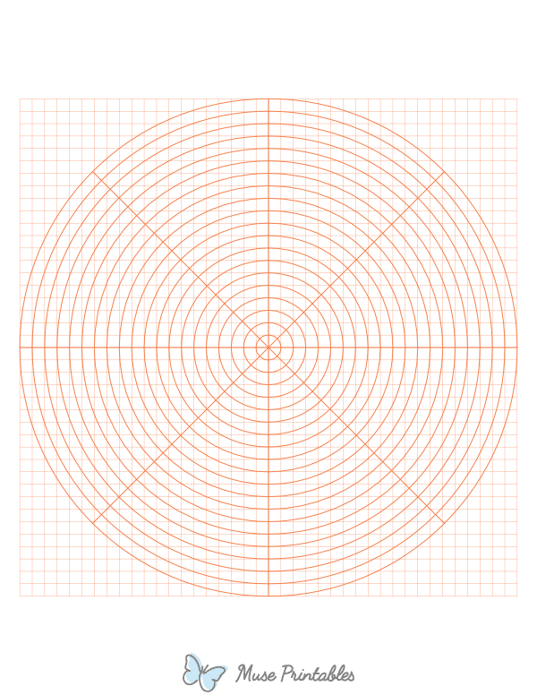 5 mm Orange Circular Graph Paper : Letter-sized paper (8.5 x 11)