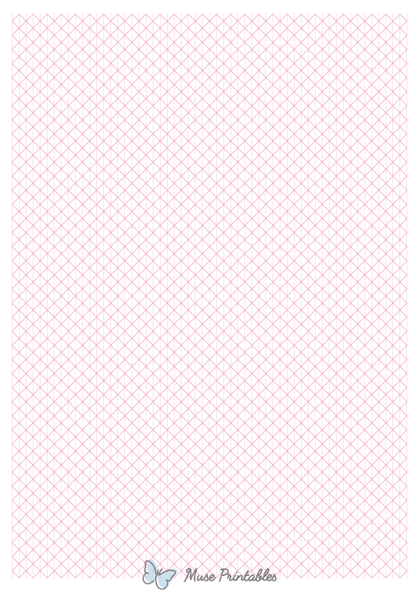 5 mm Pink Axonometric Graph Paper : A4-sized paper (8.27 x 11.69)