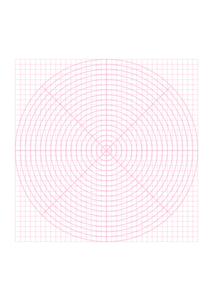 5 mm Pink Circular Graph Paper  - A4