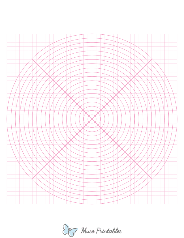 5 mm Pink Circular Graph Paper : Letter-sized paper (8.5 x 11)