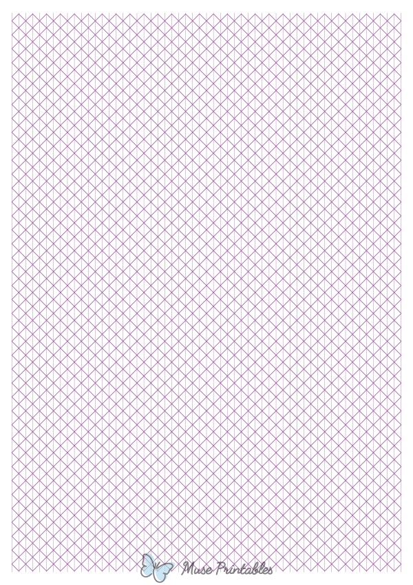 5 mm Purple Axonometric Graph Paper : A4-sized paper (8.27 x 11.69)