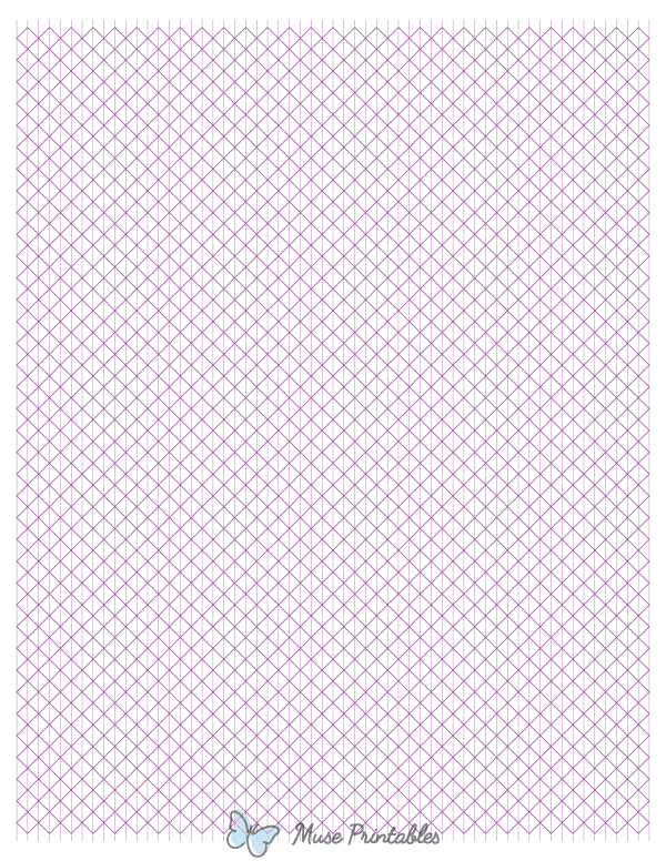 5 mm Purple Axonometric Graph Paper : Letter-sized paper (8.5 x 11)