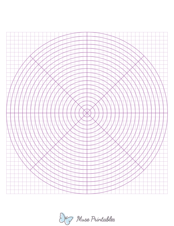 5 mm Purple Circular Graph Paper : Letter-sized paper (8.5 x 11)
