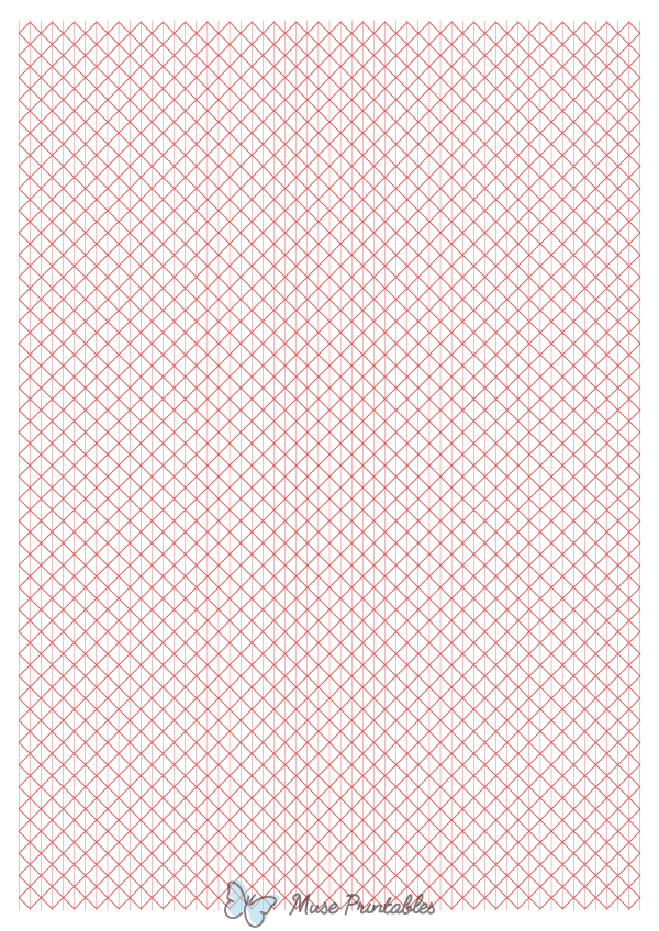 5 mm Red Axonometric Graph Paper : A4-sized paper (8.27 x 11.69)